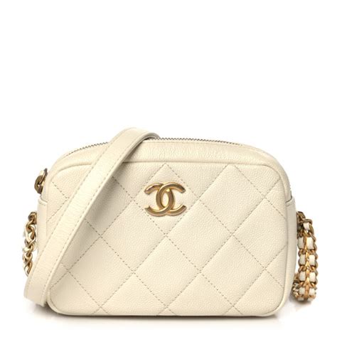 CHANEL Shiny Caviar Quilted Chain Melody Camera Bag